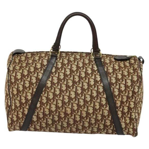 DIOR Trotter Canvas Boston Bag Brown Gold - Picture 3 of 12
